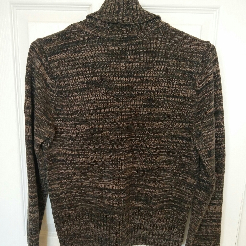 Brown Black Tan Cotton Turtleneck Sweater